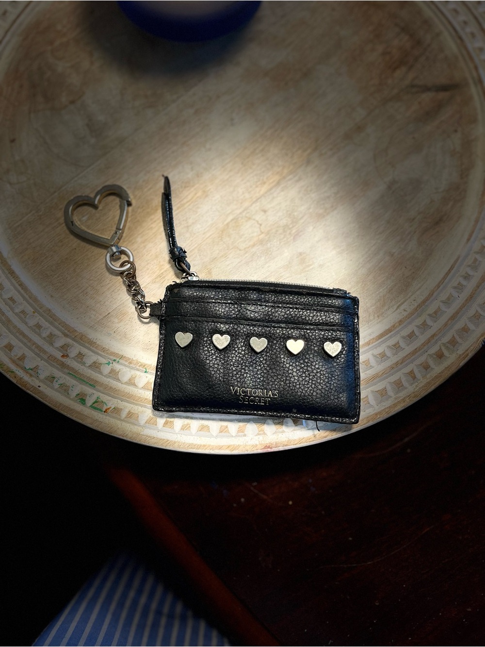 Victoria's Secret Black Heart Stud Cardholder Keychain